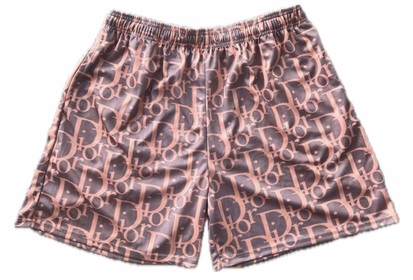Tan Dior Print Gym Shorts