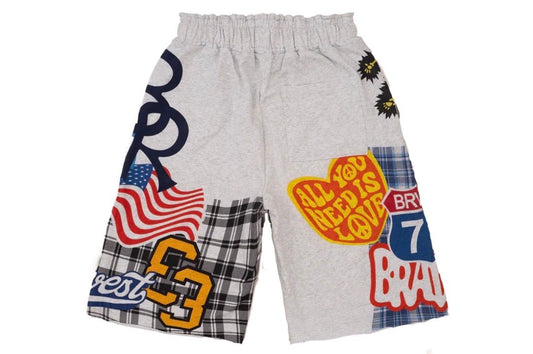Bravest Studios Grey Patchwork Sweatshorts