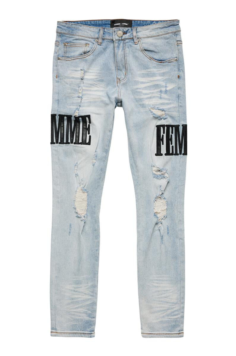 HOMME FEMME Black Logo Slim Fit Denim Jeans