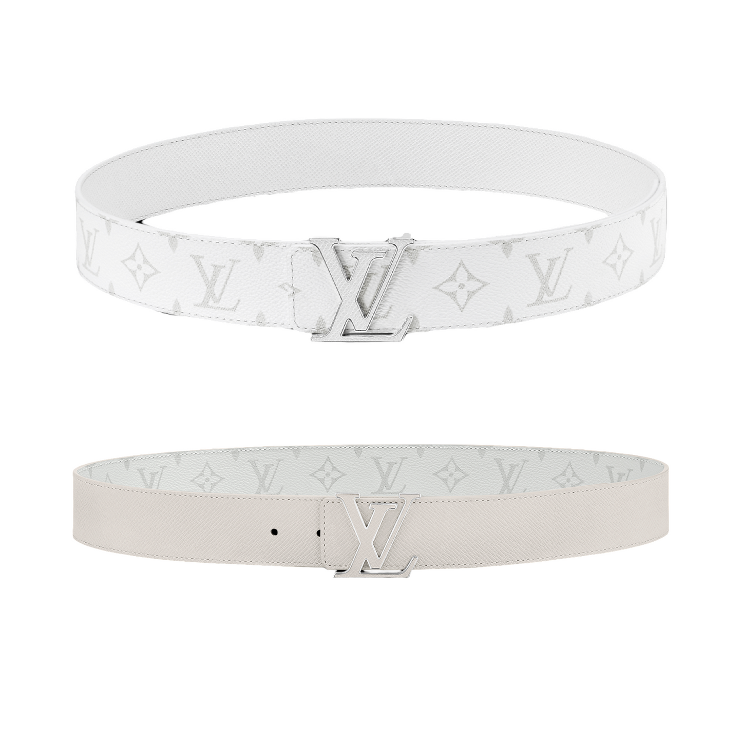 WHITE LV INITIALS REVERSIBLE BELT