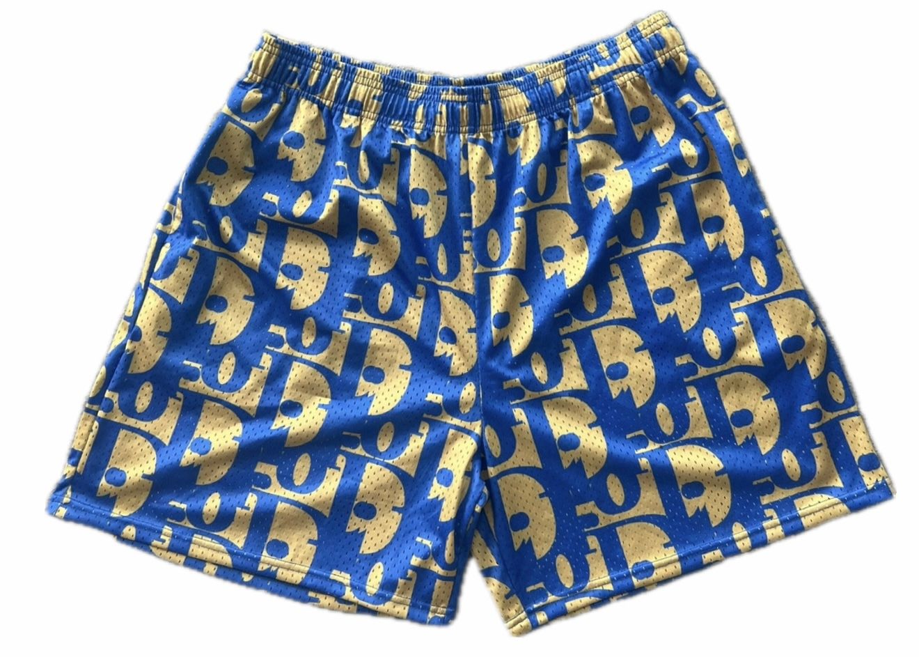 Blue/Yellow Dior Print Gym Shorts