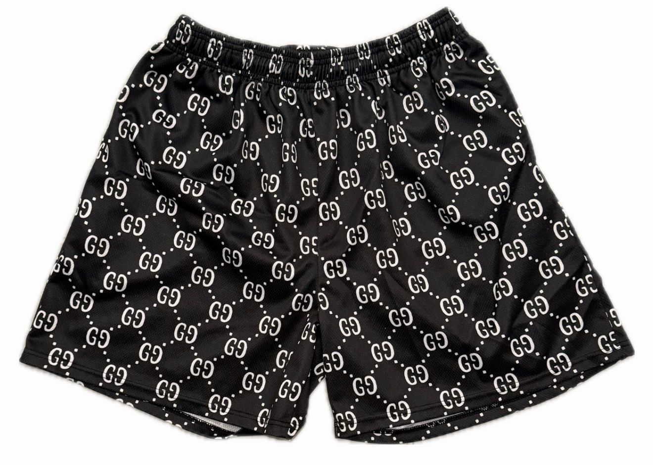 Black/White Gucci Print Gym Shorts