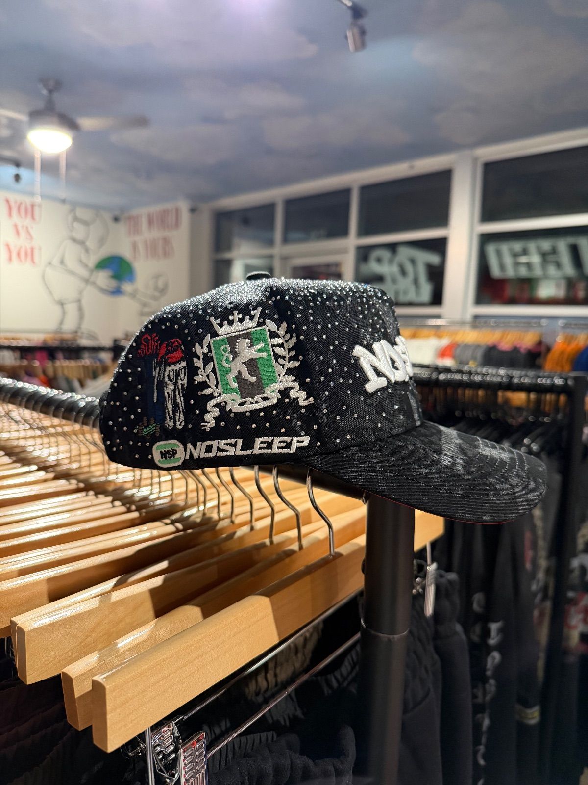 NO SLEEP RINESTONE BLACK SNAPBACK