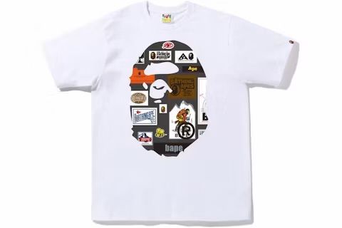 BAPE Multi Label Big Ape Head Tee White