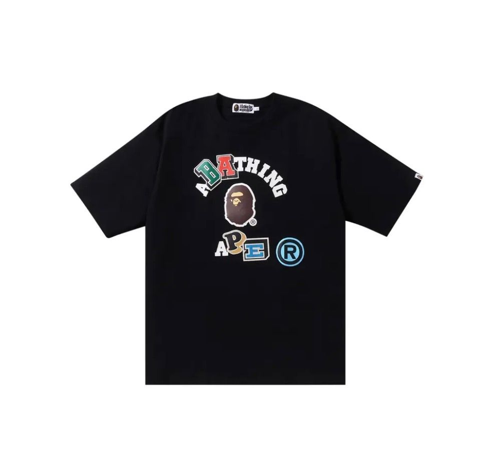 BAPE Multi Fonts Relaxed Fit College Heavy Weight Tee 'Black'