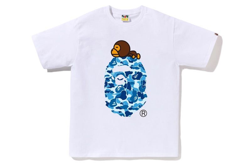 Bape ABC Camo Milo On Big Ape Tee White Blue