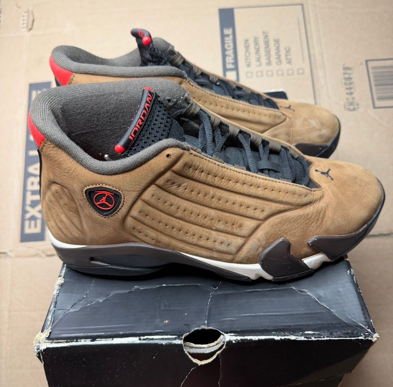 WORN JORDAN 14 "WINTERIZED BROWN" - Used/Worn