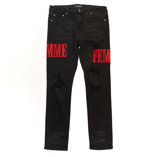 HOMME FEMME Red/Black Jeans