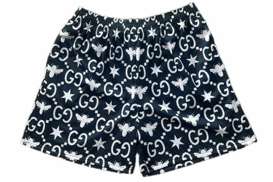 Navy/White Gucci Print Gym Shorts