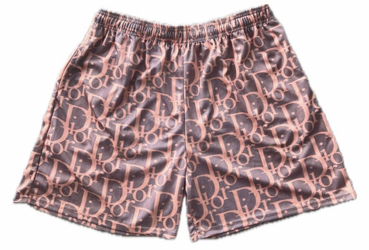Tan Dior Print Gym Shorts