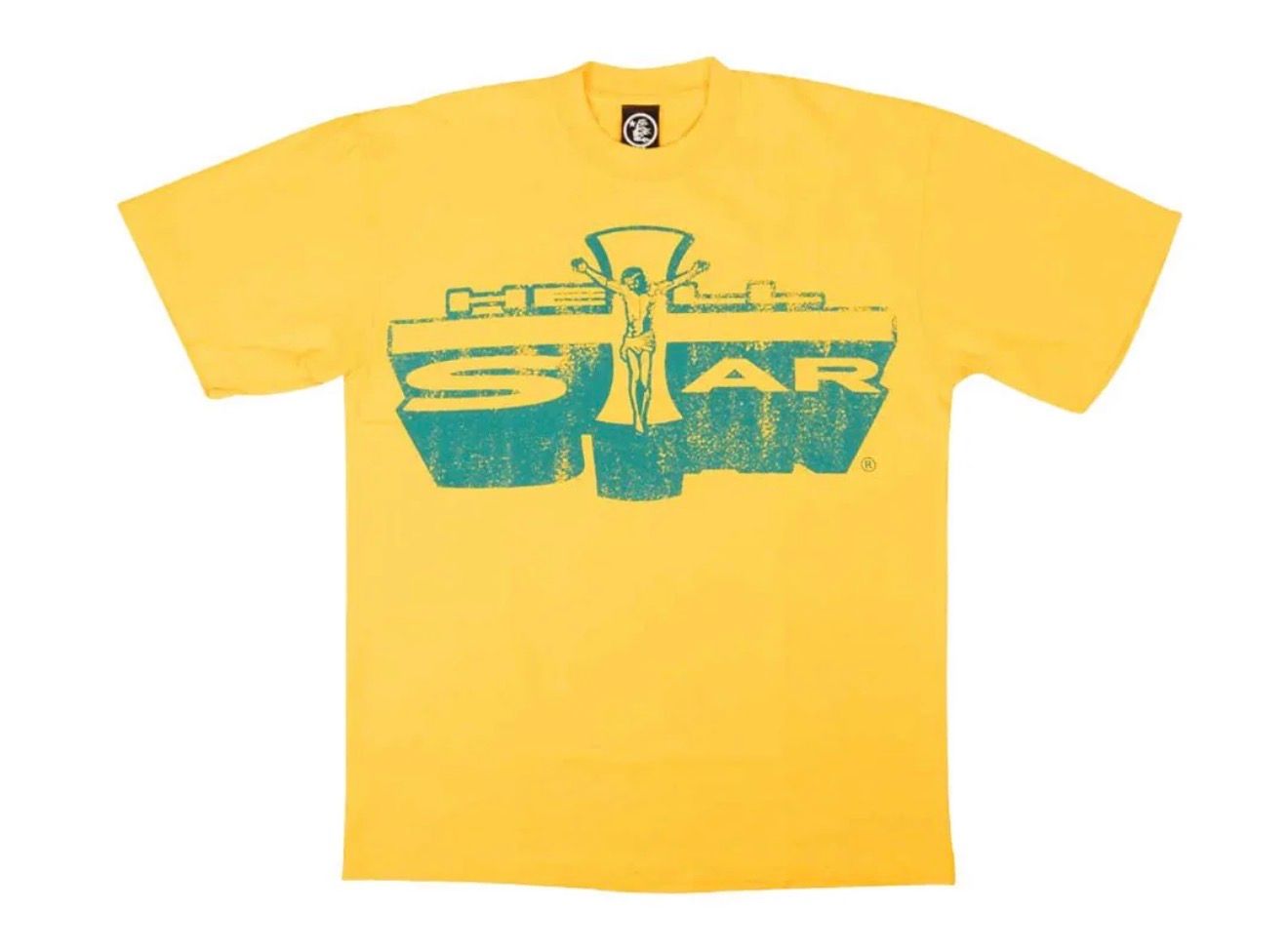 HELLSTAR JESUS EMBLEM TEE YELLOW
