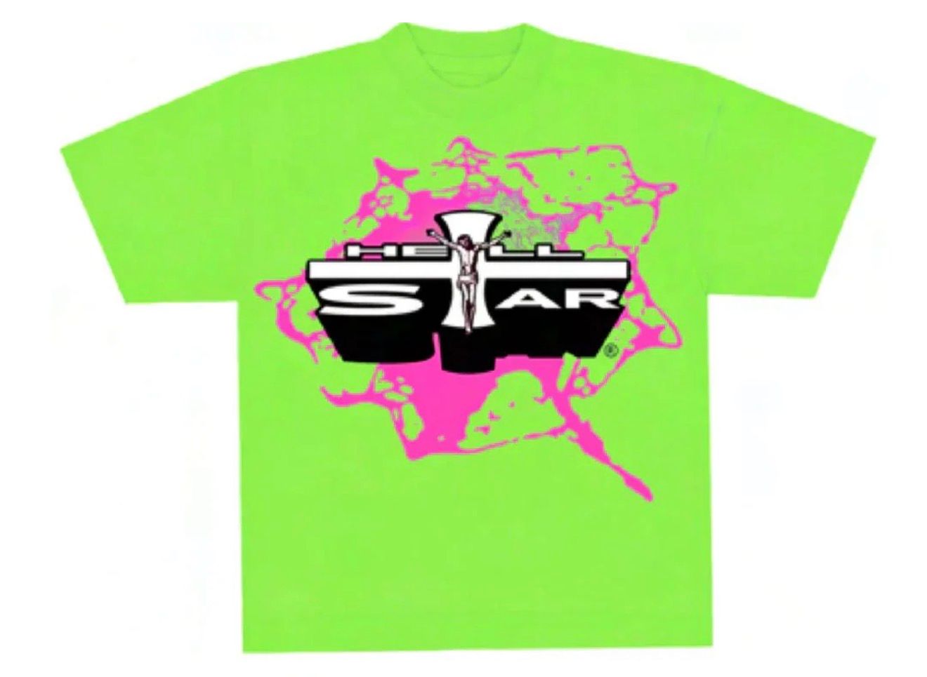 HELLSTAR JESUS EMBLEM TEE LIME GREEN