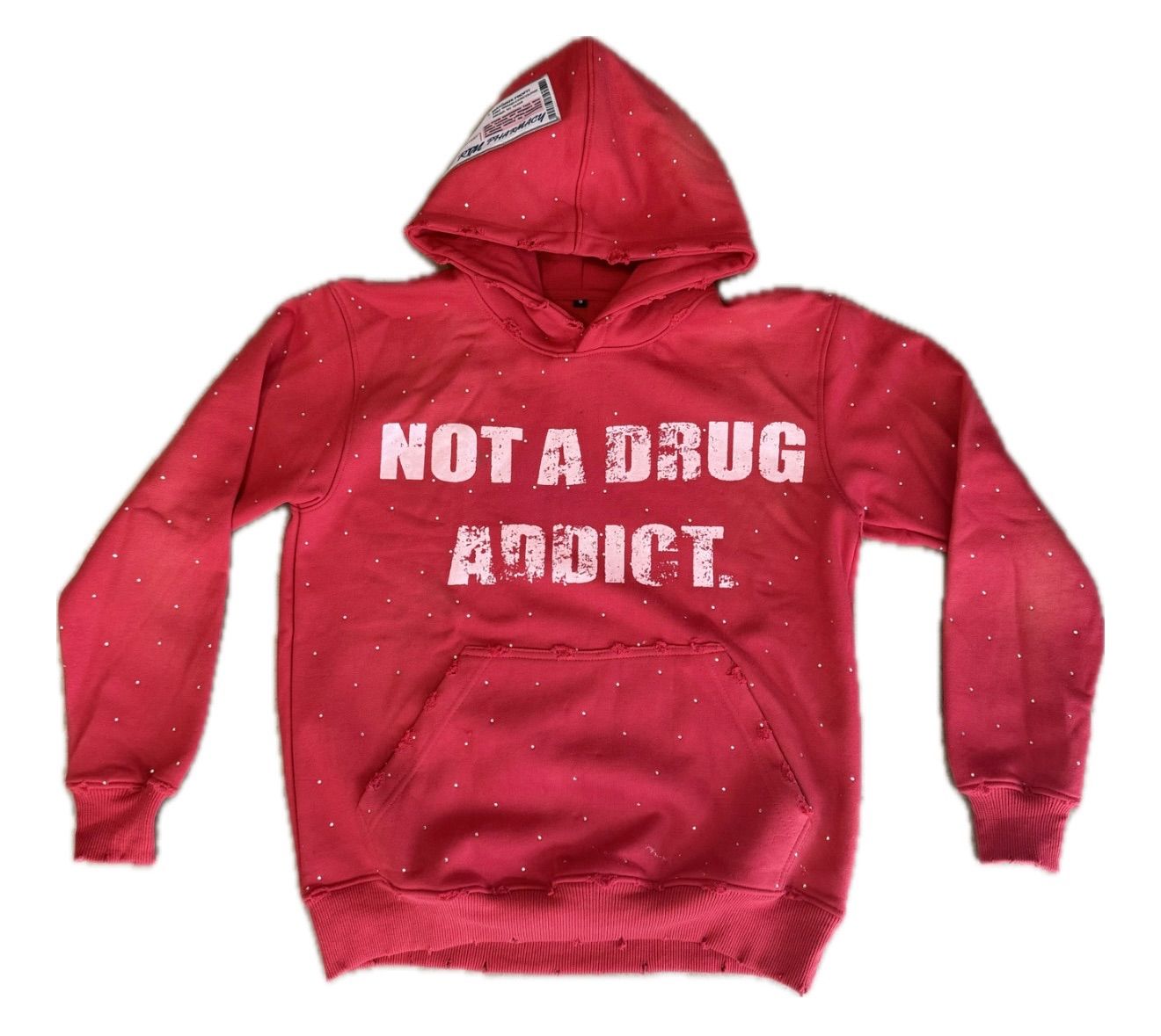 NOT A DR*G ADDICT RED HOODIE