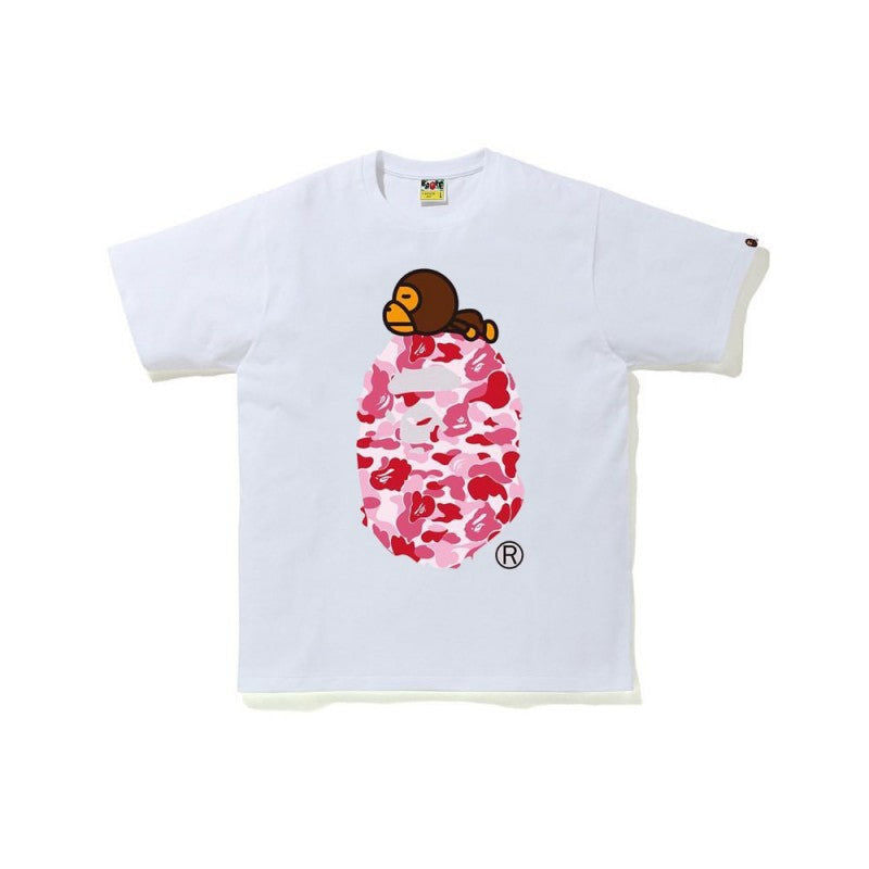 BAPE ABC Camo Milo On Big Ape Tee White/pink