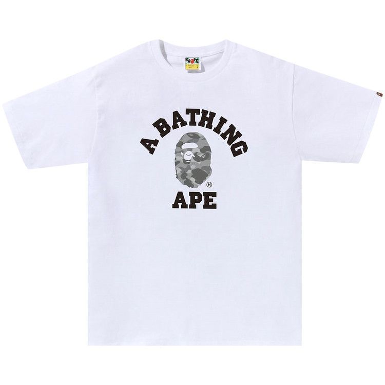 BAPE Honeycomb Camo College Tee 'White/Grey'