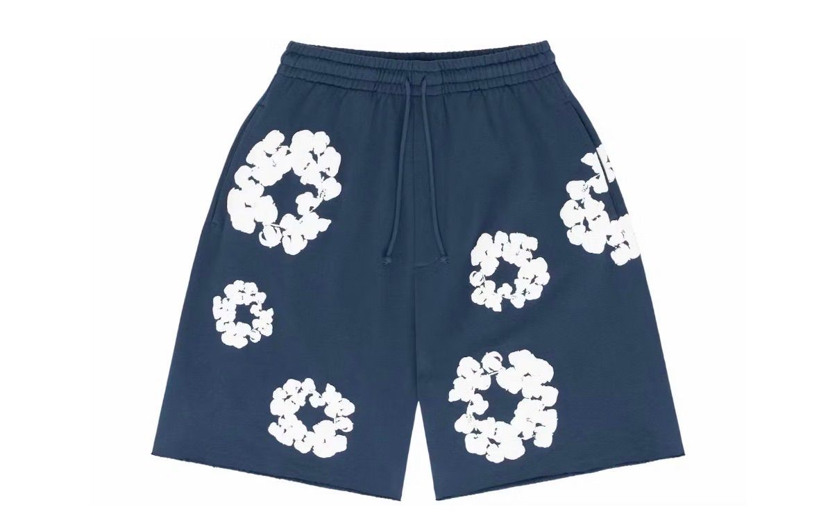 Denim Tears Cotton Wreath Navy Shorts