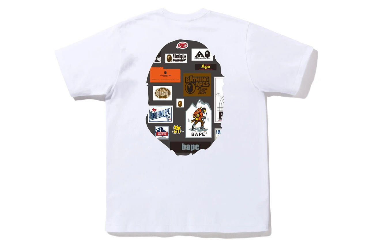BAPE Multi Label Big Ape Head Tee White