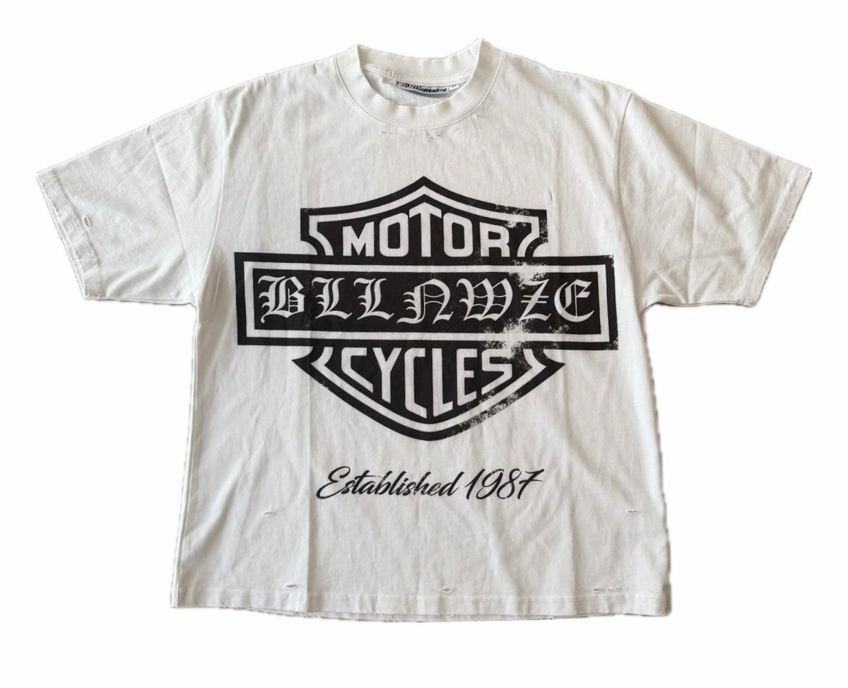 BILLIONWAZE MOTOR CYCLES WHITE TEE