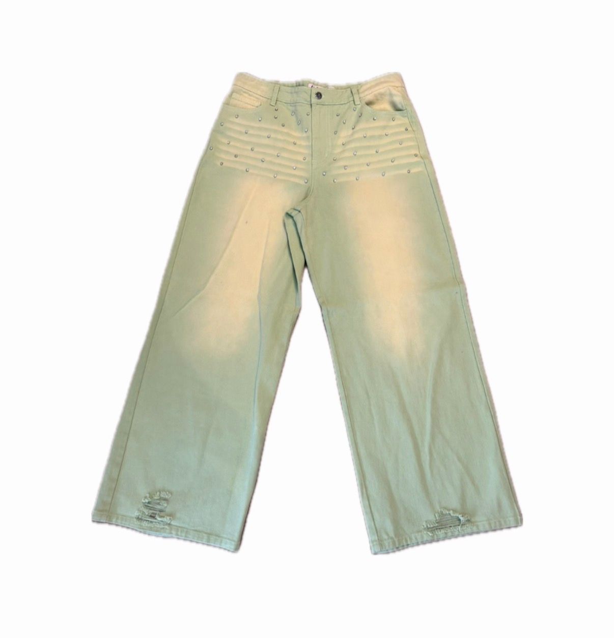 “Mint Green” Rhinestone Denim