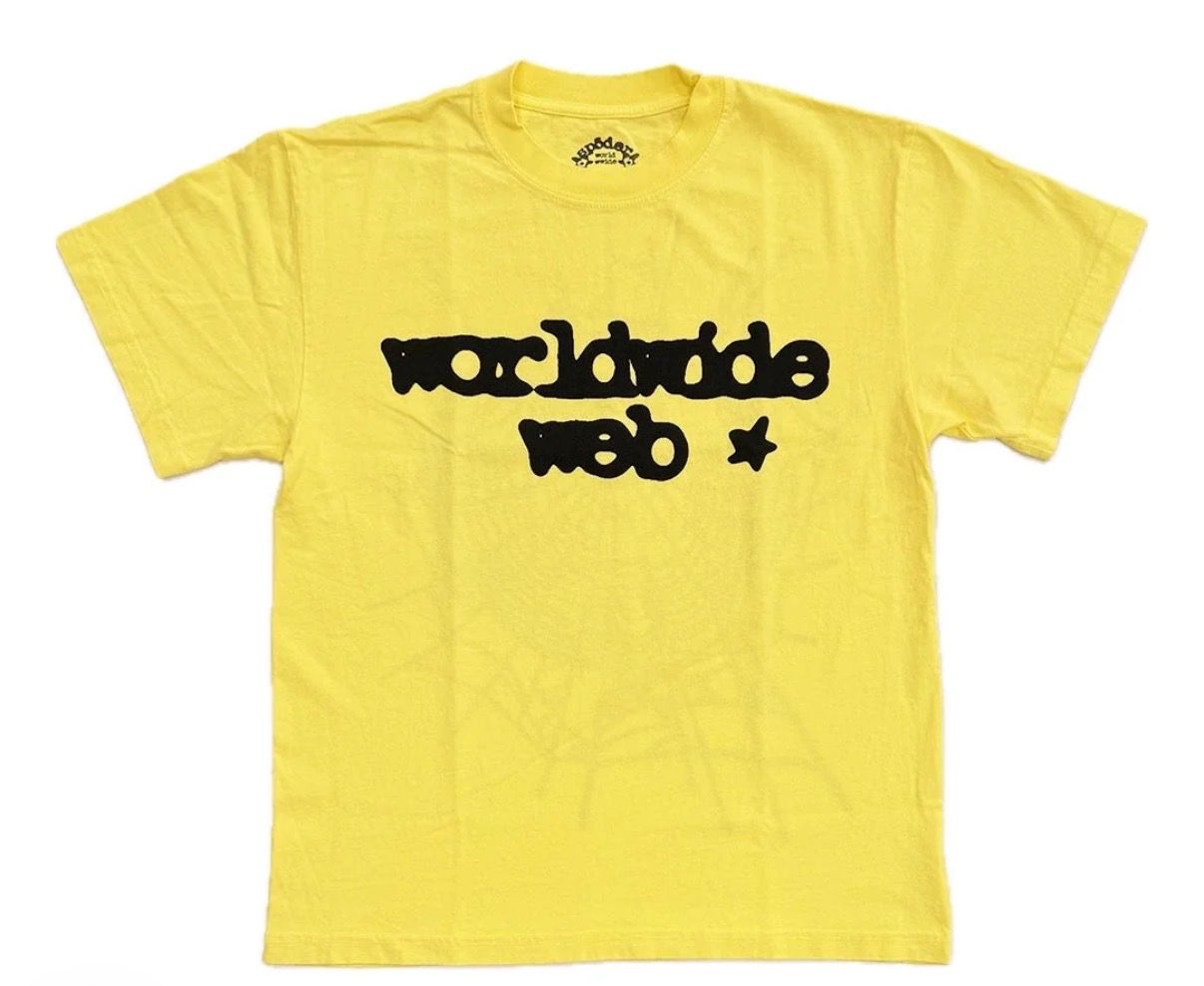 Sp5der Worldwide Web Yellow Tee