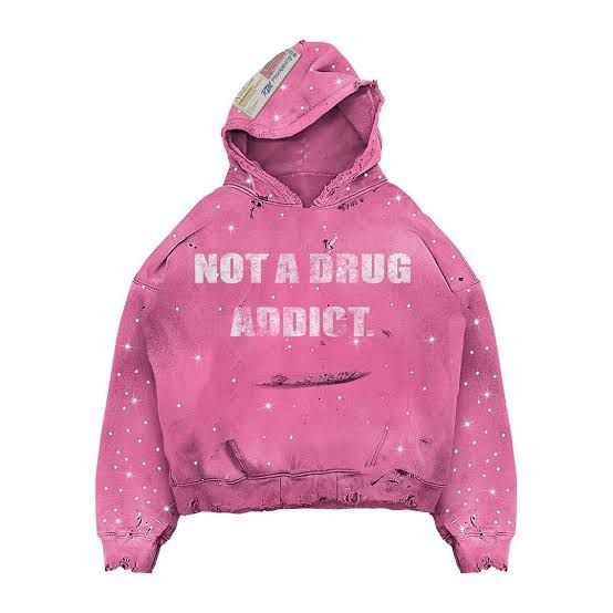 NOT A DR*G ADDICT PINK HOODIE