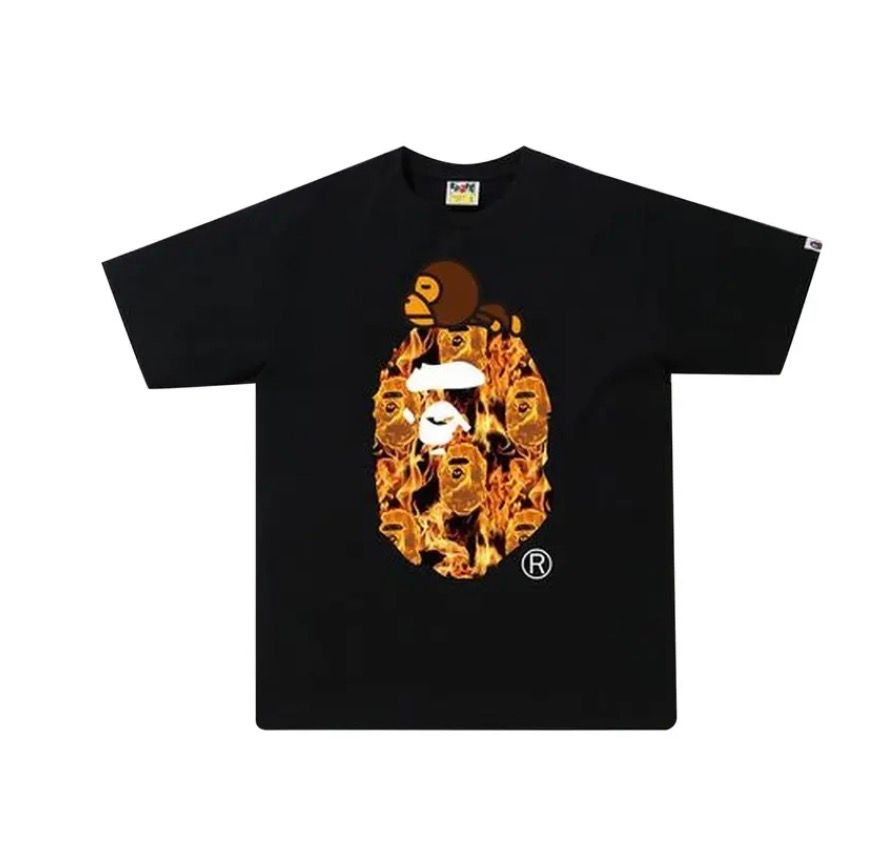 BAPE Flame Milo On Big Ape Tee 'Black