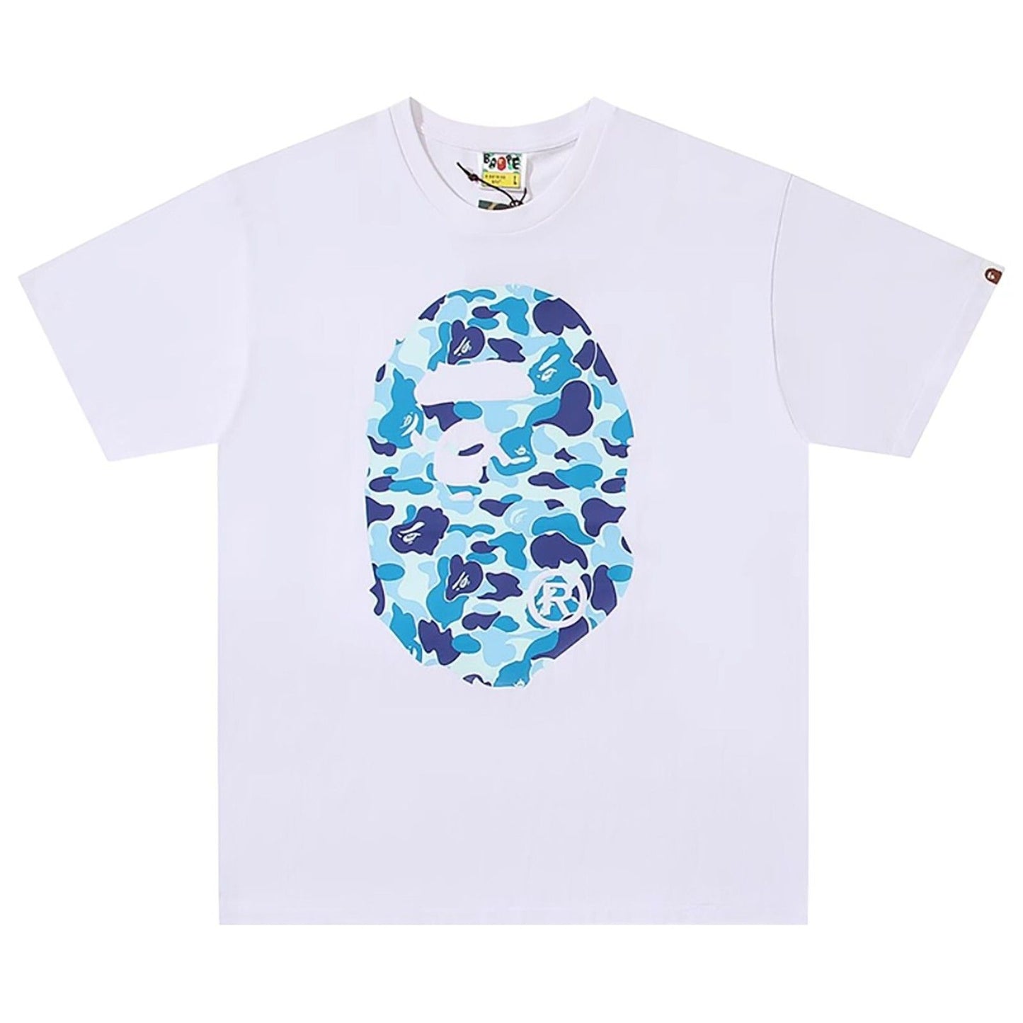 BAPE ABC Camo Big Ape Head Tee 'White/Blue'