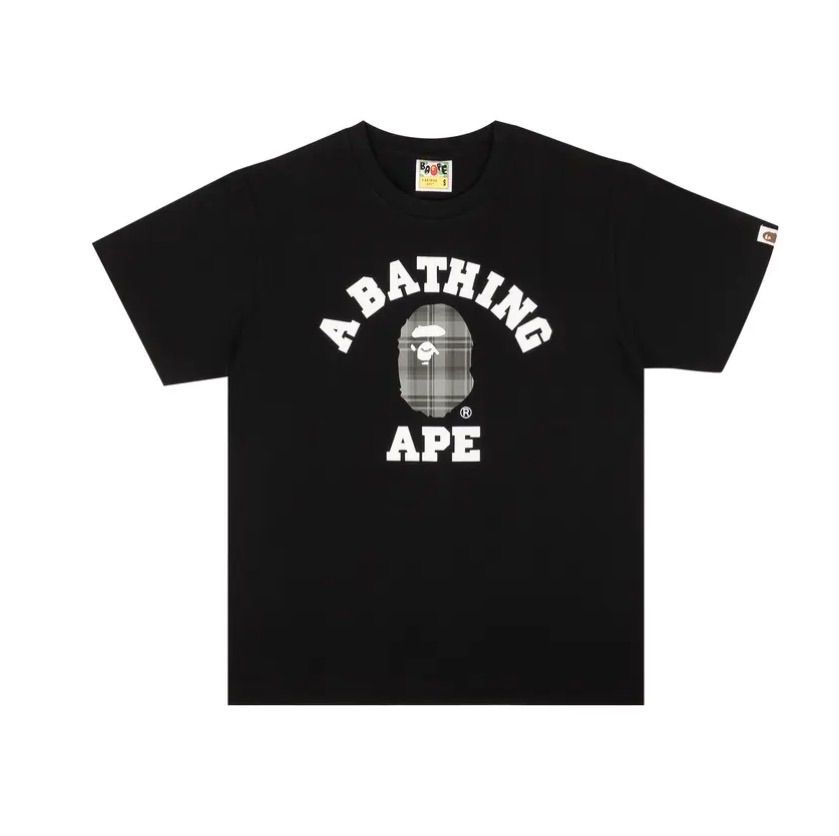 BAPE Check College Tee 'Black/Grey'