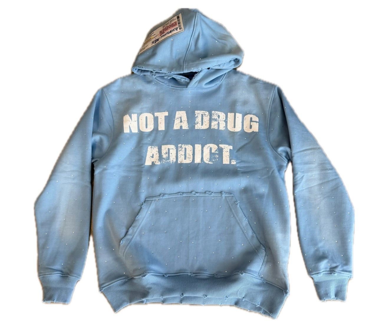 NOT A DR*G ADDICT BLUE HOODIE
