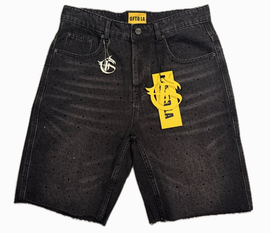 GFTD LA Black Denim Shorts