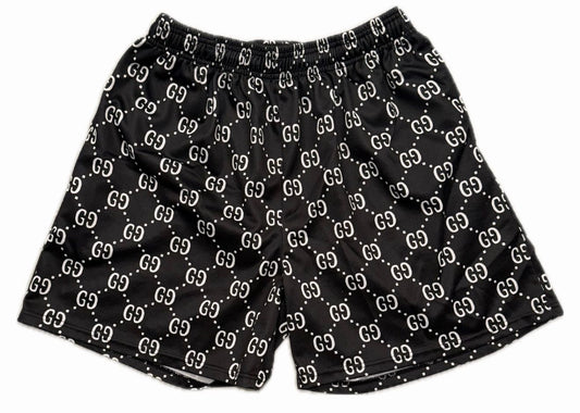 Black/White Gucci Print Gym Shorts