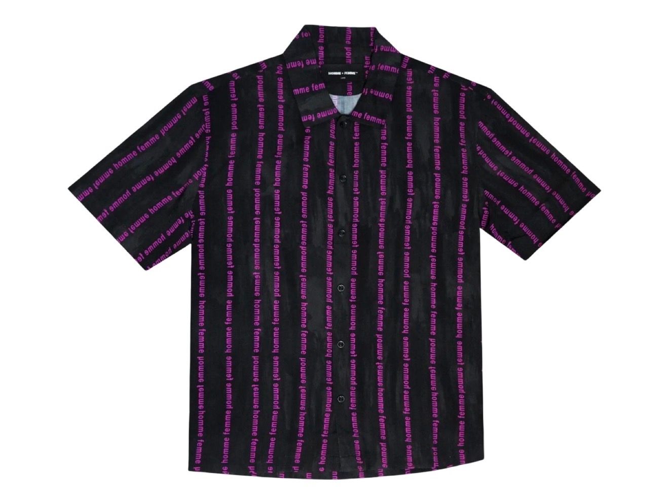 HOMME FEMME Stripe Logo Button Down Shirt