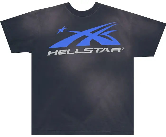 Hellstar Gel Sport Logo T-Shirt 'Black/Blue'