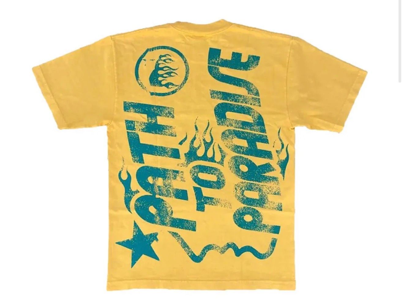 HELLSTAR JESUS EMBLEM TEE YELLOW